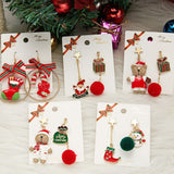 Christmas Gift New Christmas Snowman Plush Ball Tassel Asymmetric Earrings Trend Snowflake Christmas Hat Holiday Gift Pendant Earrings Jewelry