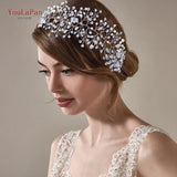 Aveuri Wedding Tiaras Bride Rhinestone Headband Bridal Hair Piece Crystal Headdress Rustic Wedding Hair Accessories