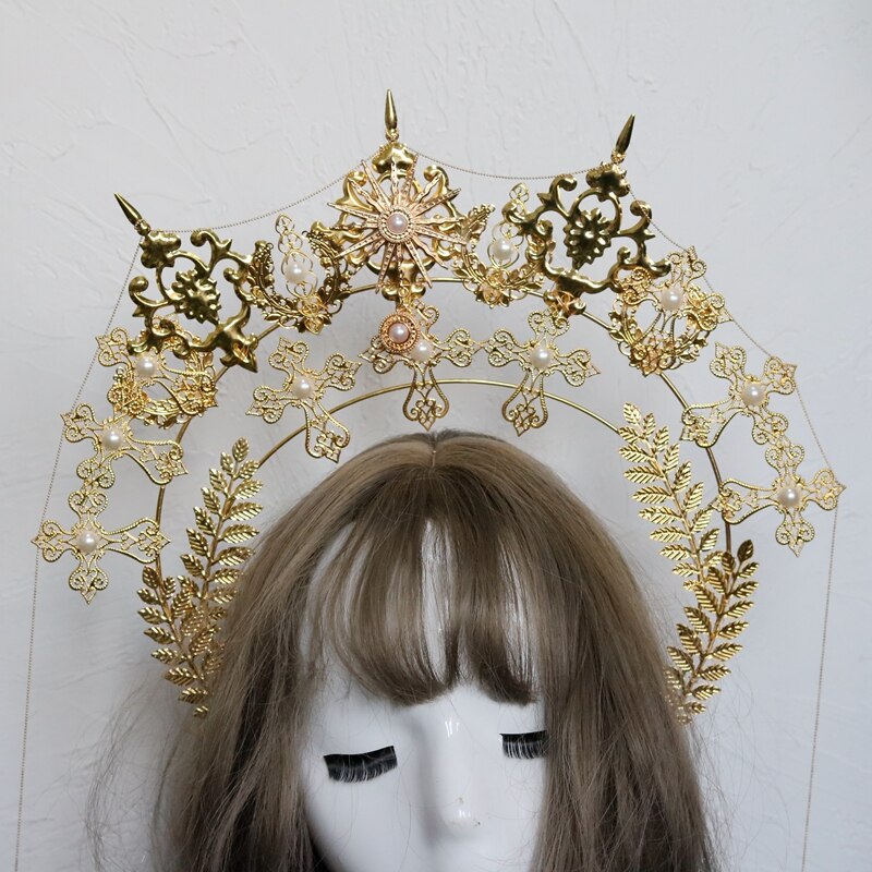 DIY Material Package Lolita Hair crown European style hair crown headband cross angel sun virgin halo head bands