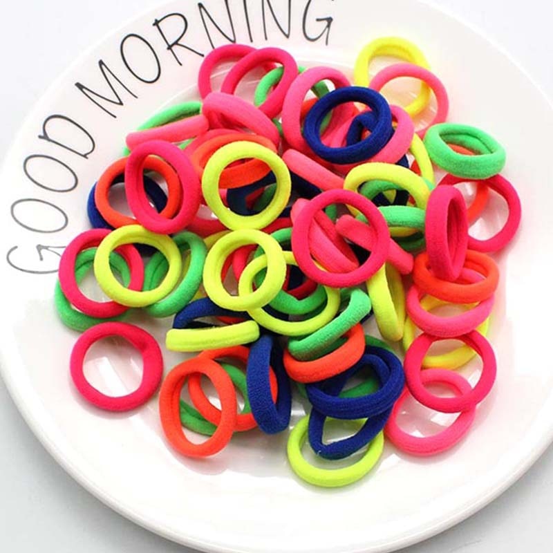 Aveuri Back to school  50Pcs Girls Solid Color Elastic Hair Bands 3Cm Rubber Band Ponytail Holder Gum Headwear Girls Hair Ties Hair Accessories