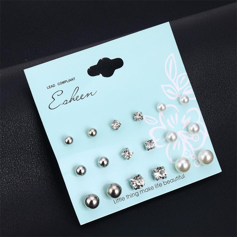 Aveuri White Simulated bead Earrings Set For Women On Ear Ball Stud Earrings Bijouteria brincos Jewelry Accessories Wholesale