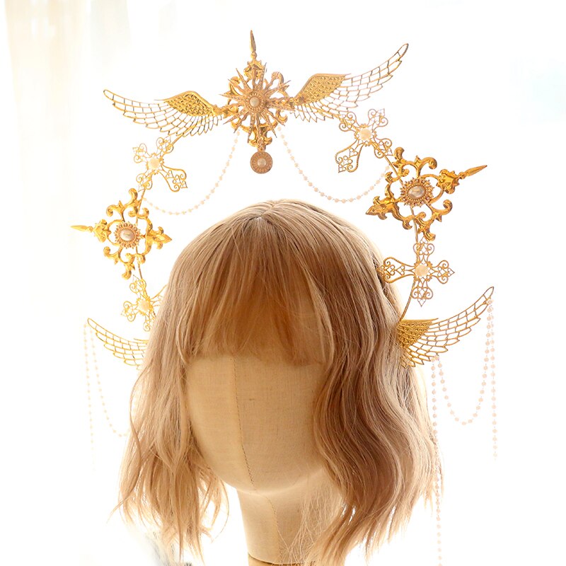 DIY Material Package Lolita European style sun wings halo tassels DIY angel headband headwear  hair accessories