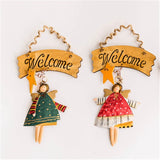 Christmas Gift 2022 New Year Decoration Wooden Welcome Sign Painted Resin Angel Pendant Christmas Tree Pendant Christmas Decoration for Home