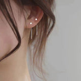 Aveuri Women Korean Style Long Tassel Thin Drop Errings For Girl Fashion Sliver Color Hangging Earrings Jewelry Teen Party Gift