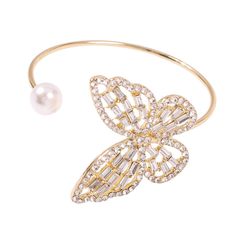 Fashion Rhinestone Big Butterfly Cuff Bracelet For Women Etrendy New Style Personality Bracelets & Bangles