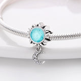 Silver Sun Moon Charm Charm Bead Fit Original Pandach Bracelet women plata de ley Silver pendant bead diy jewelry
