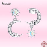 AVEURI New Fashion Moon & Star Ear Studs  Shiny Zircon Earrings for Women Elegant Wedding Statement Jewelry
