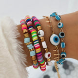 AVEURi 2023 Ethnic Multicolor Soft Clay Bracelet Sets For Women Fashion Hamdmade Letters Acrylic Beads Bracelet Couples Boho Jewelry