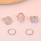 Aveuri 2023  Vintage Summer 8Pcs/Set Fairy Friends Colorful Stone Metalic Fashion Finger Rings Korea Hit Rings For Women Girl Party
