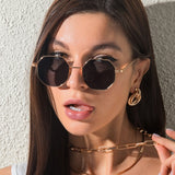 Aveuri  2022 Fashion Square Sunglasses Women Candy Mirror Vintage Brand Sun Glasses Female Retro Designer Metal Polygon Shades Oculos
