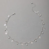 Tocona Elegant Rose Flowers Chain Choker Neckalce for Women Shiny Rhinestone Tassel Clavicle Geoemtric Jewelry Collar 15635