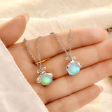 Christmas Gift alloy Adjustable Chain Moonstone Insect Charm Necklace Pendant Jewelry For Women Wedding Choker dz176