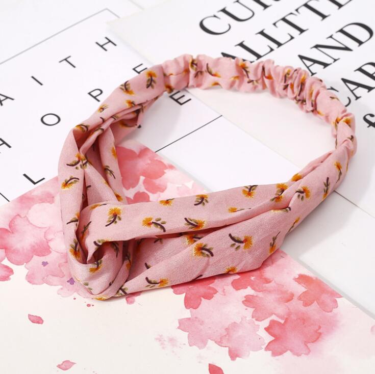 Aveuri Back to school Fashion Women Headband Cross Top Knot Elastic Hair Bands Vintage Print Girls Hairband Hair Accessories Twisted Knotted Headwrap