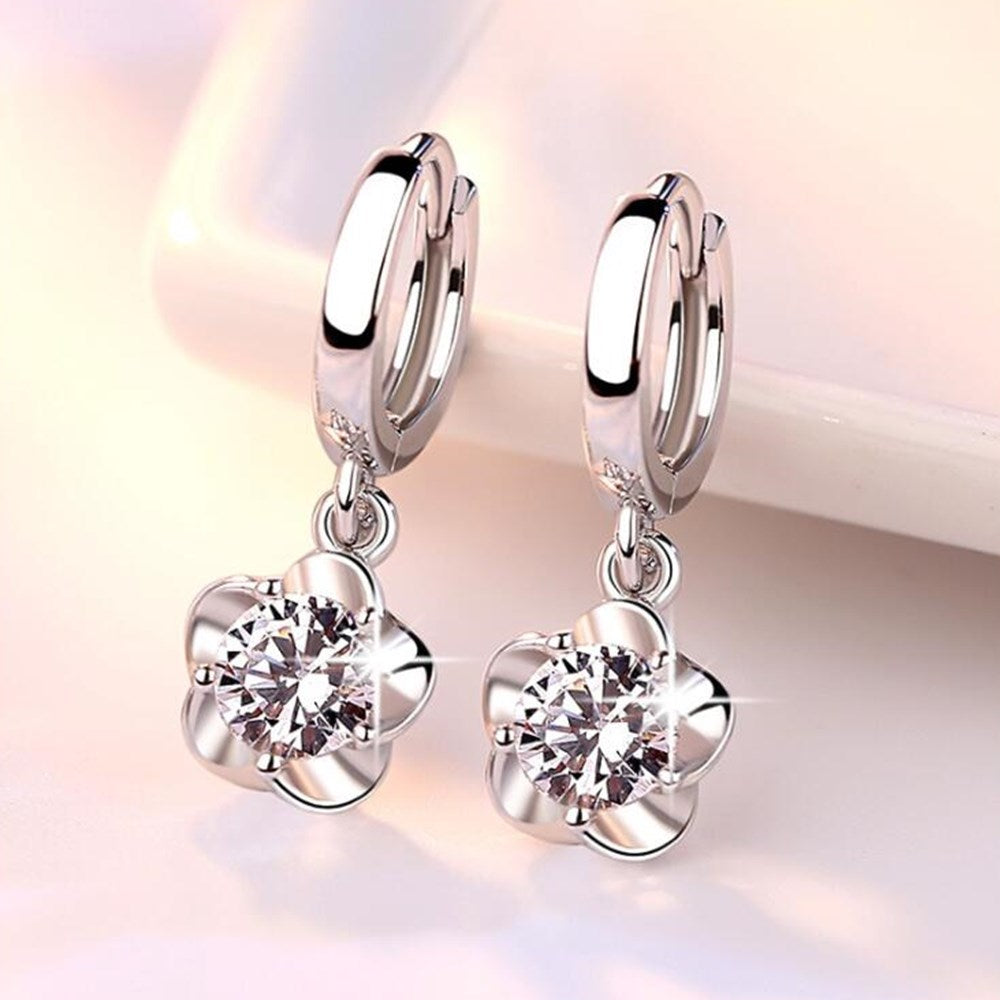 Christmas Gift alloy Earrings Jewelry High Quality Retro Simple Pattern Purple White Zircon Earrings Hot Sale