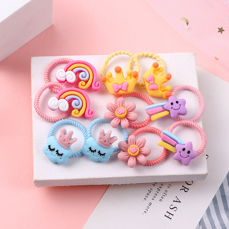 Back to school 2023 AVEURI 10PCS/Set Cute Cartoon Animals Hair Bands Girls Elastic Rubber Band Headwear Hair Accessories Kids Headband Ornaments Gift