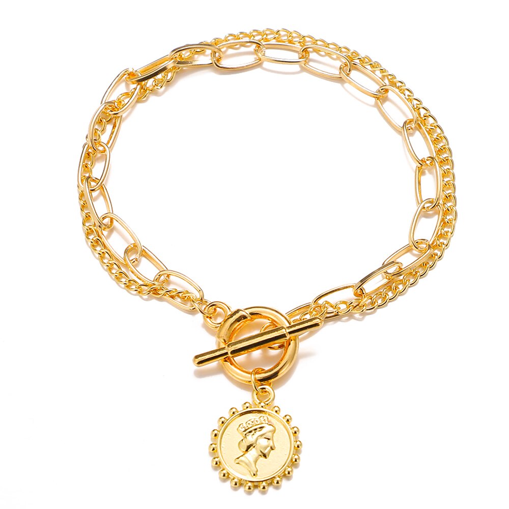 Aveuri Fashion Punk Hip Hop Gold Color For Women Cuban Thick Twisted Bracelets Bangles Charm Metal Bracelets Jewelry 2023