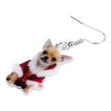Christmas Gift Acrylic Christmas Sweet Chihuahua Dog Earrings Drop Dangle Animal Pets Jewelry For Women Girls Teens Party Gift Accessory