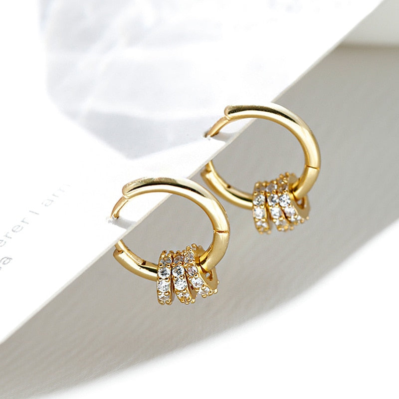 Aveuri Authentic Alloy Dainty Small Zircon Inlaid Round Circle Hoop Earrings for Women Gold Earrrings Jewelry