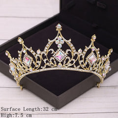 Aveuri Bridal Crown Golden Wedding Hair Accessories Rhinestone Bride Wedding Tiaras and Crowns Headpiece Diadema Hair Ornament