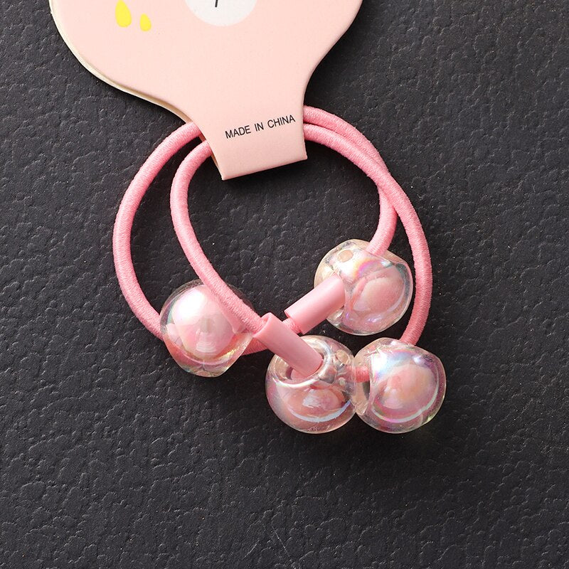 Back to school 2023 AVEURI A Pair Cute Baby Transparent Bear Hair Bands Hair Accessories Girls Hair Ring Rubber Band Elastic Hair Band Kids Headwear