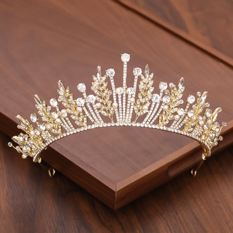 Bridal Crown And Tiara Headpiece Gold Silver Color Rhinestone Crystal Diadem Queen Crown Princess Tiaras Wedding Hair Jewelry