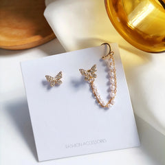 Aveuri Korean Elegant Cute Rhinestone Butterfly Stud Earrings For Women Girls Fashion Metal Chain Boucle D'oreille Jewelry Gifts