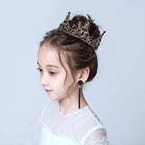 Aveuri Christmas Gift Baroque Black Tiaras And Crown Crystal Wedding Hair Accessories Elegent Bridal Headband Kid Flower Girls Hair Jewelry