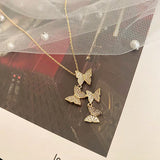 Christmas Gift Trendy Shiny Full Zircon Butterfly Simple Animal Pendants Necklaces Wedding Gift Girl Fine Jewelry Necklace