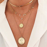 Aveuri Vintage Multilayer Pendant Necklace Women Gold Color Beads Moon Star Horn Crescent Choker Necklaces Jewelry