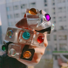 Aveuri 2023 1PC Korea Fashion New Geometric Square Colorful Resin Acrylic Big Rings For Women Chic Rings Jewelry Gifts