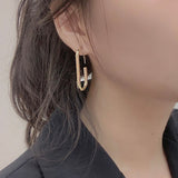 AVEURI  2023 New Punk Hip Hop Multilayer Gold Silver Color Paper Clip Oval Drop Earrings For Women Girls Party Jewelry Gifts