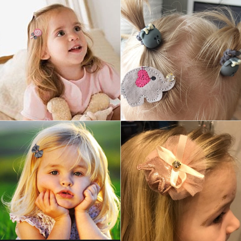 Back to school 2023 AVEURI 8Pcs/Set Girls Cute Hair Clips Hair Accessories Bow Flower Animal  Hair Bands Headwear Kids Cartoon Hairpins Headdress Ornaments