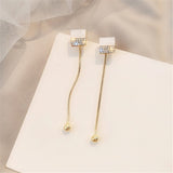 Aveuri Trend Simulation Pearl Long Earrings Female Moon Star Flower Rhinestone Wedding Pendant Earrings Fashion Korean Jewelry