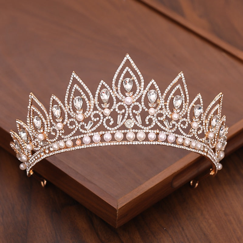 Bridal Crown And Tiara Headpiece Gold Silver Color Rhinestone Crystal Diadem Queen Crown Princess Tiaras Wedding Hair Jewelry