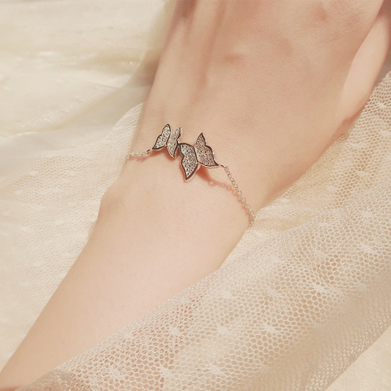 Christmas Gift Fashion Korean Link Chain Butterfly Charm Bracelet &Bangle For Women Wedding Jewelry  SL116
