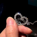 Aveuri  Delicate Hollow Heart Pendant Necklace Shiny Round Zircon Bridal Marriage Jewelry Versatile Statement Necklaces for Women