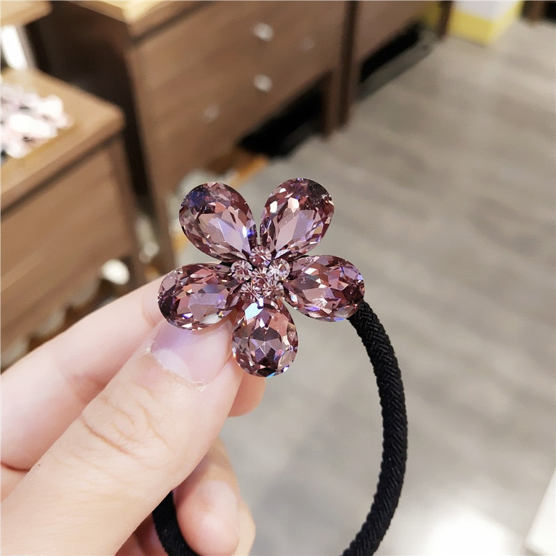 Aveuri Small Fresh And Personality Net Red Head Rope  Flower Hair Rope Headdress Hair Accessories Rubber Band Adult Jewelry