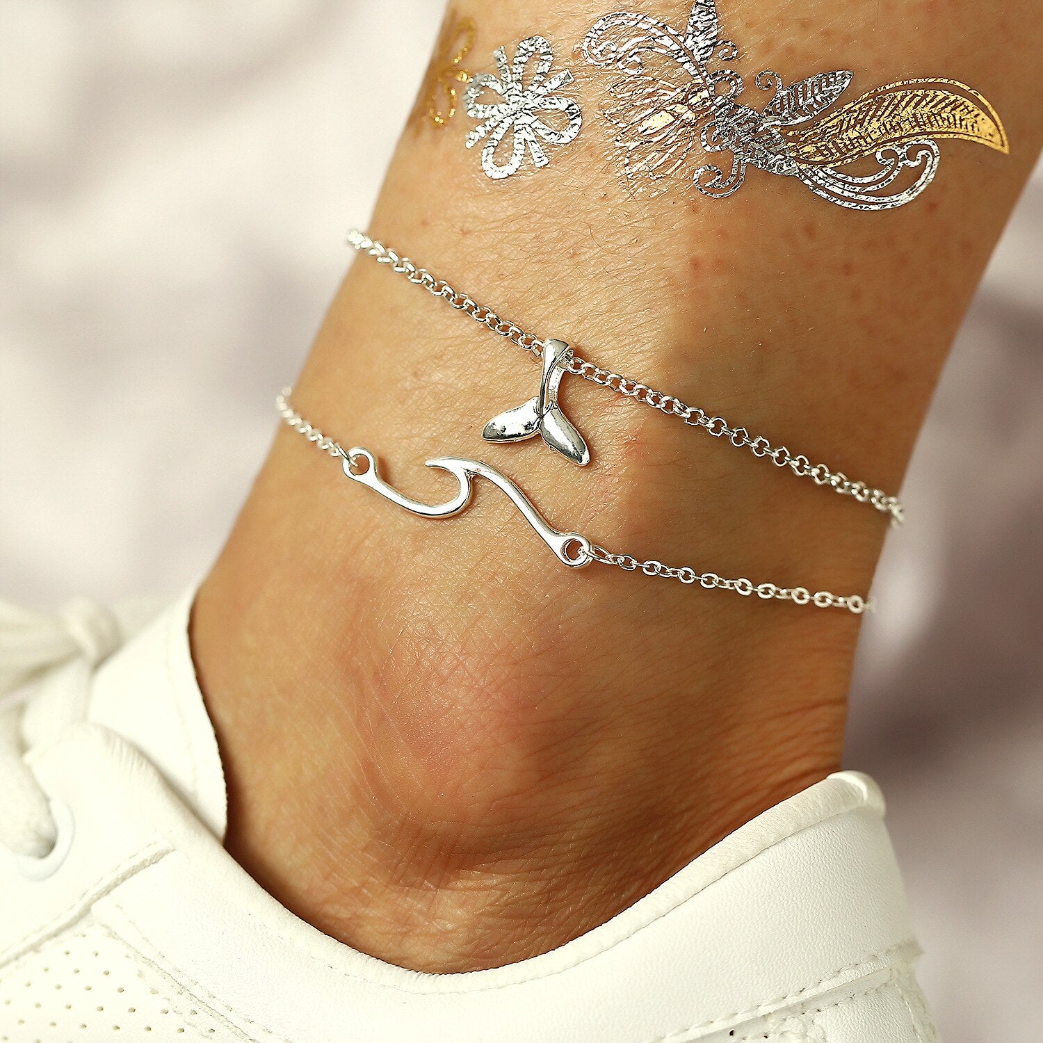 Vintage Ankle Bracelets for Women Simple Heart Love Anklets for Women Beach Charm Boho Accessories Mujer Leg Foot Jewelry