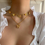 Aveuri Bohemian Butterfly Choker Necklace For Women Gold Color Clavicle Chain Fashion Female Chocker Jewelry 2023 New Trend