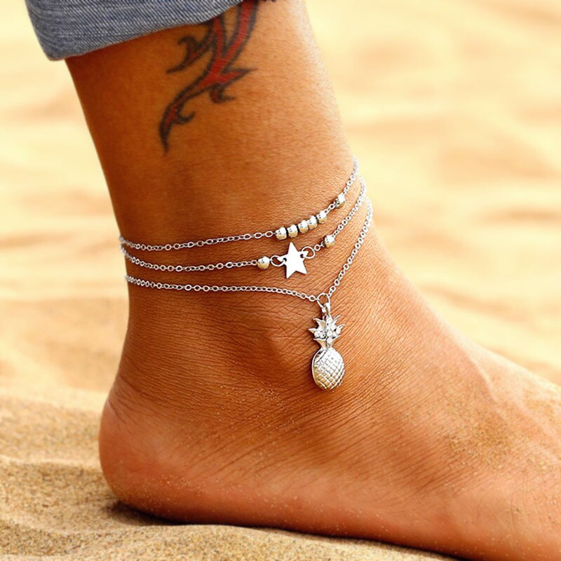 Aveuri New Fashion Simple Heart Female Anklets Foot Jewelry Leg New Anklets On Foot Ankle Bracelets For Women Leg Chain Gifts