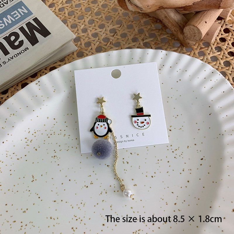 Christmas Gift New Trendy Statement Christmas Tree Earrings For Women Santa Claus Snowman Drop Earrings Jewelry Girls Christmas Gifts Wholesale