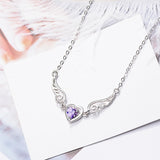 Christmas Gift Heart Angel Wings Charm Necklace For Women choker Jewelry Prevent allergy dz274