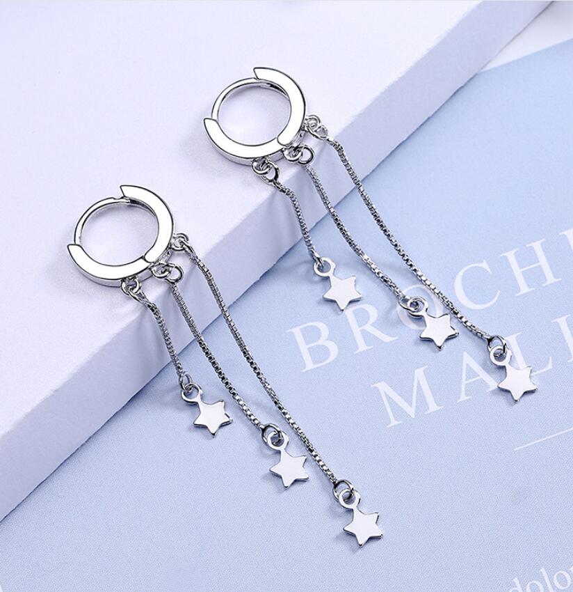 Christmas Gift Tassel Box Chain Star Bead Korean Long Drop Earring For Women Wedding Statement Jewelry eh729