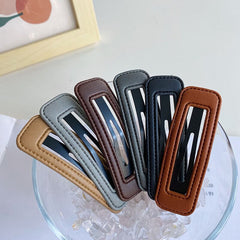 High-end Solid Color Leather BB Clip Fashion Hair Accessories Women Box Bangs Seamless Clip Broken Hairpin Boutique Headwear New