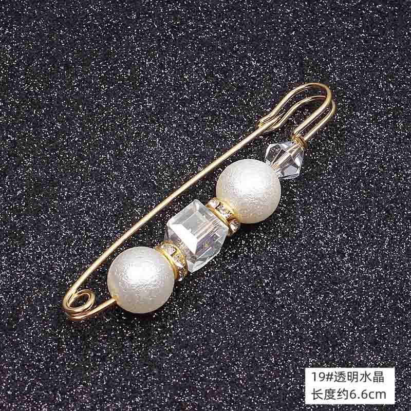 Lapel Pin Women Simulated-Pearl Pendant Pins Crystal Rhinestone Brooch For Woman Scarf Buckle Clips Hat Clothes Multipurpose Pin