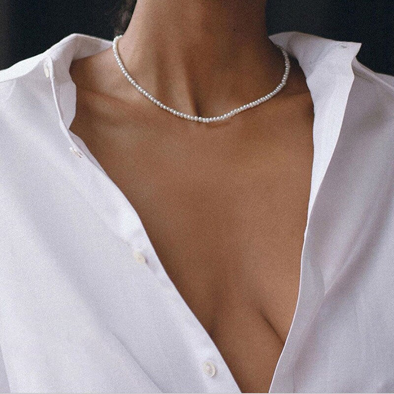 Aveuri  2023 New Double Layer Chain Gold Choker Necklace Women Korean Style Pearl Pendant Necklace Fashion Jewelry Collar Gifts Party