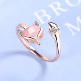 Christmas Gift new woman fashion jewelry high quality  zircon agate fox ring size adjustable ring