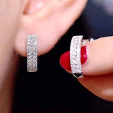 Aveuri  High Quality Silver Color Hoop Earrings Women Micro Paved CZ Stone Fashion Versatile Girls Circle Earrings Trendy Jewelry