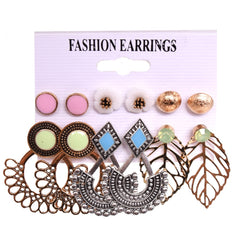 Vintage flowers leaves Earrings for Women 2023 New Fashion Cross Leaf Gold Stud Earring Set Oversize DIY Fashion Jewelry