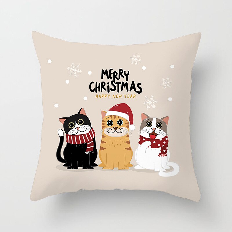 Christmas Gift 45cm Christmas Pillowcase Xmas Tree Santa Claus Elk Cushion Cover Merry Christmas Decor For Home Happy New Year Gift Favor 2022